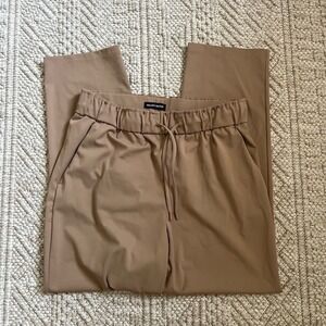 Hilary Radley Womens Camel Tan Drawstring Elastic Waist Jogger Pants Size Medium